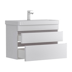 Equil Тумба с раковиной Soldi 80 2 ящика подвесная белый софт – фотография-2