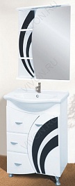 Misty Мебель для ванной "Каролина 60" 3 ящика R черное стекло – фотография-3