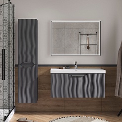 Equil Тумба под раковину Mirage 100 1 ящик подвесная графит софт – фотография-10