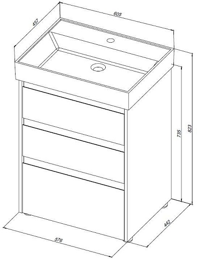 Aquanet Тумба с раковиной Nova Lite 60 дуб рустикальный – фотография-10