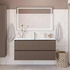 BelBagno Тумба с раковиной Uno 120 подвесная Бежевый матовый с раковиной BB-8099-120 – фотография-11