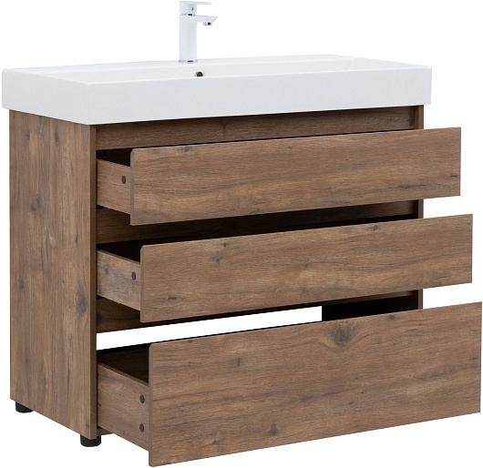 Aquanet Тумба с раковиной Nova Lite 100 дуб рустикальный – картинка-5