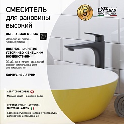 Paini Смеситель для раковины Laguna LAYO205LL высокий, черный – фотография-5