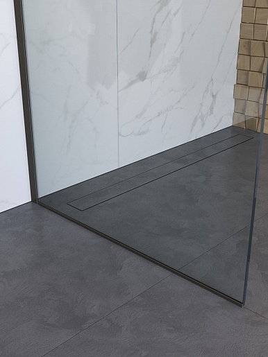 BelBagno Душевая перегородка Uno UNO-L-1-TB-90-C-GM 90x200 профиль оружейная сталь стекло прозрачное – картинка-5