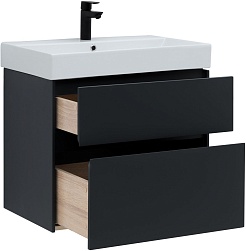 Aquanet Тумба под раковину Бруклин 70 подвесная черная матовая – фотография-7