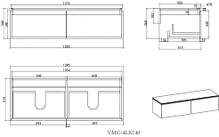 Vincea Тумба под раковину Luxe 140 подвесная натуральный орех – фотография-15