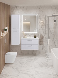 BelBagno Тумба с раковиной Due 80 подвесная Bianco Lucido ручки Хром полированный – фотография-12
