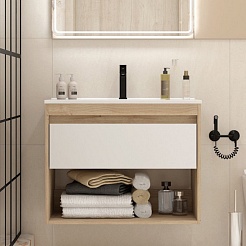 Teymi Тумба с раковиной Vitra 80 подвесная дуб/белый – фотография-3