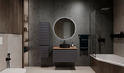 Jorno Тумба с раковиной Cossety 80 подвесная антрацит/дуб Крафт золотой – фотография-6