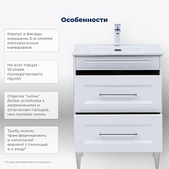 Aquanet Мебель для ванной Бостон New 60 Flat подвесная белый сатин – фотография-28