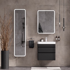 Equil Тумба с раковиной Eltoro 70 2 ящика подвесная черный софт – фотография-7