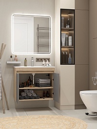 Teymi Тумба с раковиной Netta 75 подвесная дуб/графит – фотография-12