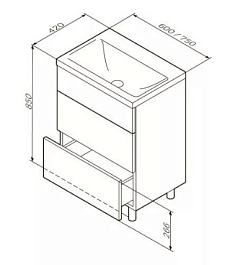 Am.Pm Тумба с раковиной Gem 75 глубокий синий, напольная с 2 ящиками – фотография-6