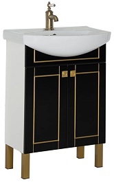 Aquanet Тумба под раковину Честер 60 черный/золото – фотография-1