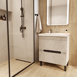 Mixline Тумба с раковиной Честер 70 белая/бетон – фотография-4