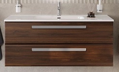 Cezares Тумба с раковиной Eco Cer-N 120 орех шоколад софт ручки серые – фотография-1