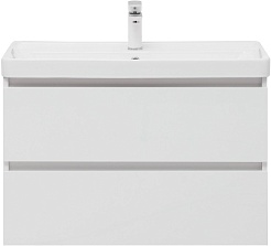 Aquanet Тумба с раковиной Вега 80 подвесная белая глянцевая – фотография-3