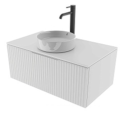 Зов Тумба с раковиной Кито Флавио 60 подвесная со столешницей белая – фотография-1