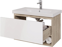 Dreja Мебель для ванной Perfecto 90 подвесная белая/дуб эврика – фотография-8