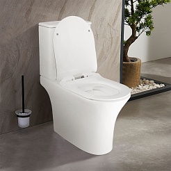 Azario Унитаз-компакт Frento AZ-2311 безободковый с бачком с сиденьем микролифт белый – фотография-2