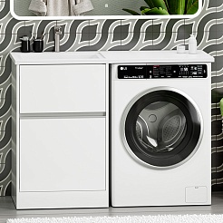 Misty Тумба с раковиной под стиральную машину Ингрид 120 L белая – фотография-5