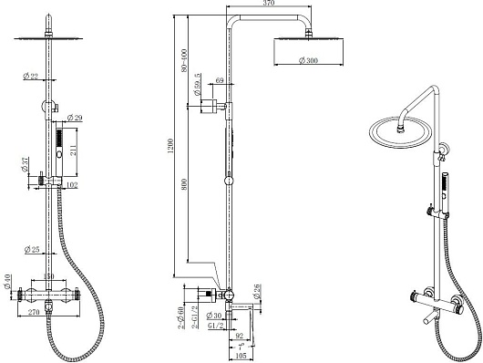 Allen Brau Душевая стойка Priority 5.31T10-MG графит браш – фотография-2