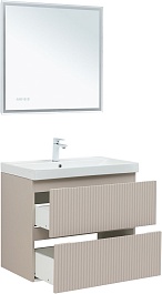 Aquanet Мебель для ванной Джейн (Flat) 80 Flash подвесная бежевая матовая – фотография-2