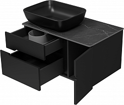 Misty Мебель для ванной Роял 80 подвесная черная матовая – фотография-8