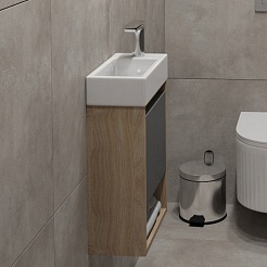 Teymi Тумба с раковиной Nura 37 R подвесная дуб/графит – фотография-5