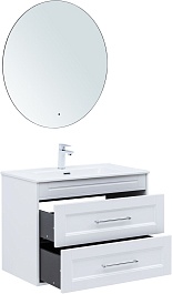 Aquanet Мебель для ванной Бостон New 80 Flat подвесная белый сатин – фотография-3
