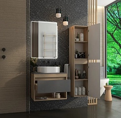 Teymi Тумба с раковиной Ritta 65 дуб эврика/графит матовый подвесная T60524 раковина T50606 – фотография-3