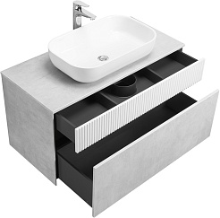 Акватон Тумба под раковину Марбл 100 подвесная слэйт/белая матовая – фотография-20