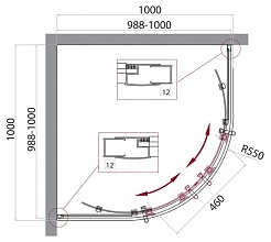 BelBagno Душевой уголок Uno 100/100 UNO-195-R-2-100-CH-CR стекло рифленое – фотография-6