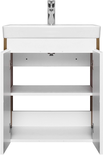 Акватон Тумба под раковину Сканди Doors 55 белая/дуб рустикальный – фотография-8