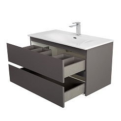 BelBagno Тумба с раковиной Kraft 100 подвесная Темно-Серый матовый с раковиной BB-8099-100 – фотография-10