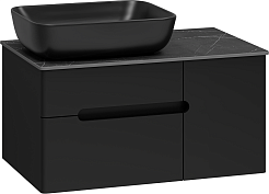 Misty Тумба с раковиной Роял 80 подвесная черная матовая – фотография-3