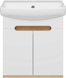 Misty Тумба под раковину Сканди 50 подвесная белая/дуб крафт золотой/антрацит – фотография-3