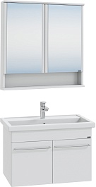 СанТа Мебель для ванной Вегас 80 подвесная с зеркальным шкафом Вегас 80 белая – фотография-1