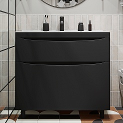 Vivon Тумба под раковину Ostin 90 напольная черная матовая – фотография-5