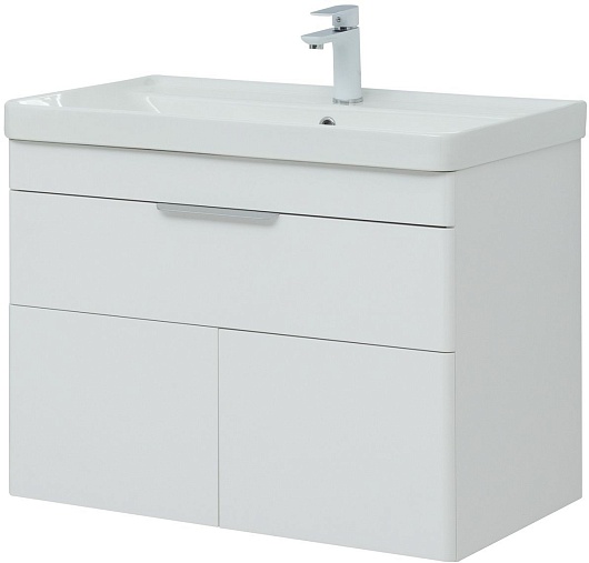 Aquanet Тумба с раковиной Ирис New 80 подвесная белая глянцевая – фотография-6