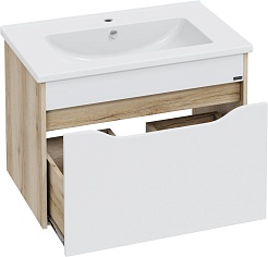 СанТа Тумба под раковину Сатурн 75 подвесная белая/дуб австрийский – фотография-2