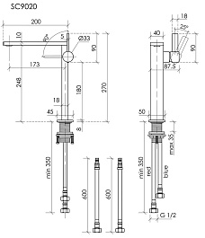 Sancos Смеситель для раковины высокий Linn брашированный никель SC9020BN – фотография-3