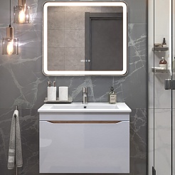 Vigo Тумба с раковиной Grani 750-0-1 подвесная белая/дуб золотой – фотография-9