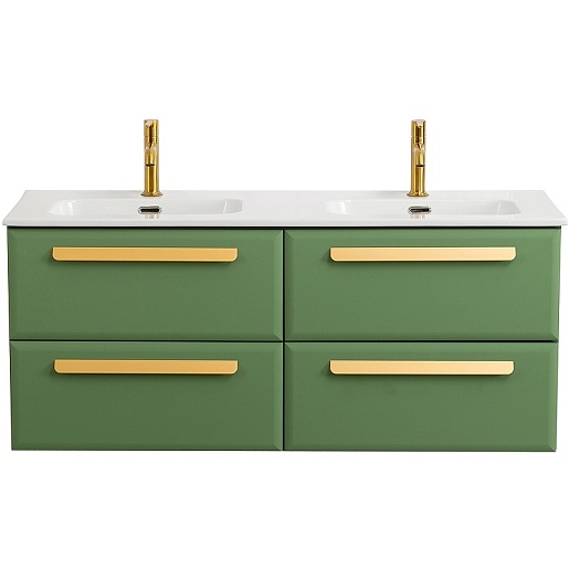 Cezares Тумба с раковиной Eco Cer-N 120 с 4 ящиками фисташковый софт CZR-8095-120-2 ручки сатиновое золото – фотография-2