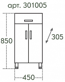 СанТа Тумба для ванной TH 45 2 двери, 1 ящик (301005) – фотография-11