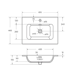 Cezares Тумба с раковиной Eco Cer-N 60 bianco opaco CZR-8073-60 ручки серые – фотография-7