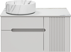 Brevita Тумба под раковину Pallisandro 80 L подвесная серая матовая – фотография-1