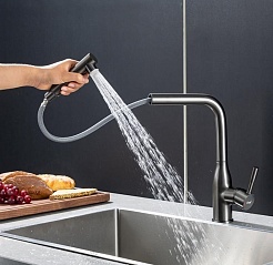 Frap Смеситель для кухни F6096-9 оружейная сталь – фотография-3