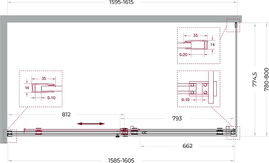 BelBagno Душевой уголок Soft Close-2 SOFT_CLOSE-2-AH-1-160/80-C-GM 160x80 профиль оружейная сталь стекло прозрачное – фотография-12