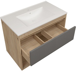 Teymi Тумба под раковину Vitra 80 подвесная без фасада дуб – фотография-4